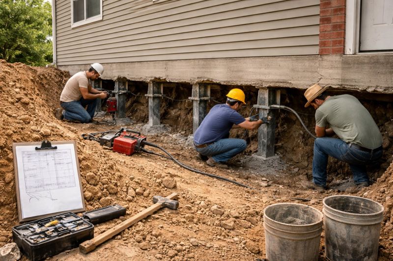 Our team working on Foundation Repair projects in Prince William County, VA