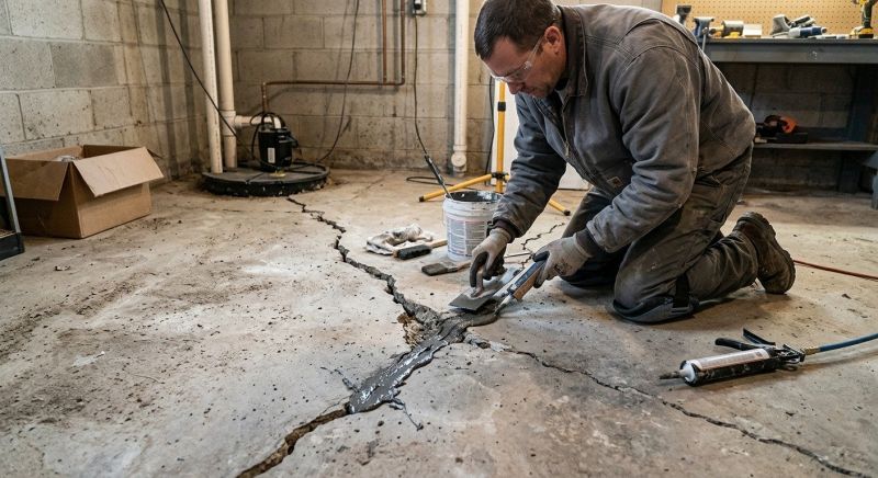 Cracked Basement Floor Repair in Prince William County, VA