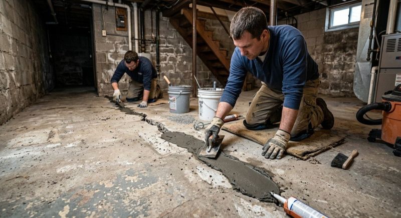 Cracked Basement Floor Repair in Prince William County, VA